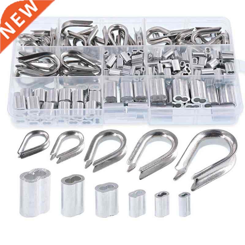 250Pcs Wire Rope Cable Thimbles Combo and Aluminum Crimping