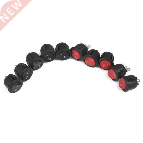 10pcs Mini Round Black 2 Pin SPST ON-OFF Rocker Switch Butto