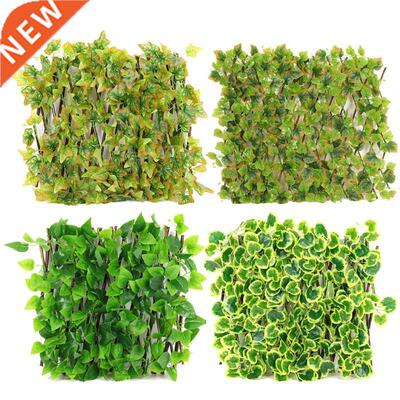 Green Vines Wooden Expandable Faux Privacy Fence Artificial