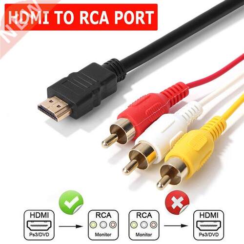 1.5m Male Jack To 3 RCA Female Plug Adapter Audio Converter