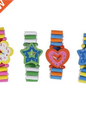 Babys Kids Cartoon Wooden Crafts Wristwatches Bracelet