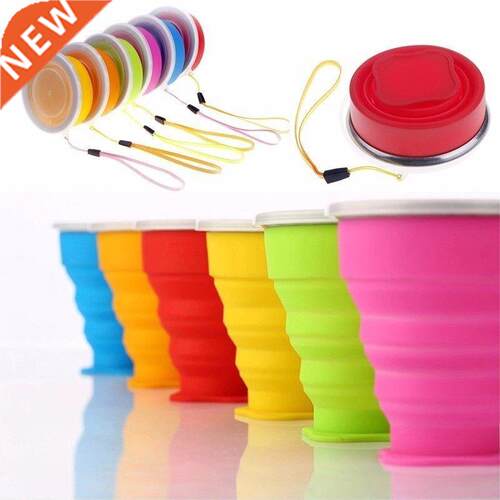 1Pc 200ml/240ml Portable Silicone Retractable Folding Cup Wi