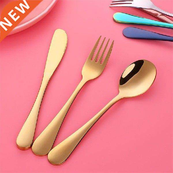 Mirror Golden Stainless Steel Cutlery Set Children's Fork