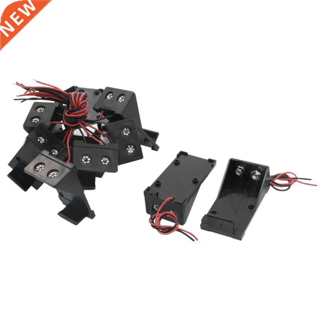 10pcs Two Wire Leads Spring Clip 9V Holder Case Storage Box