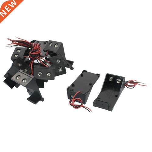 10pcs Two Wire Leads Spring Clip 9V Holder Case Storage Box