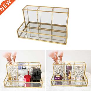 Clear Glass Makeup rush Holder Cosmetic Storage Case Lipsti