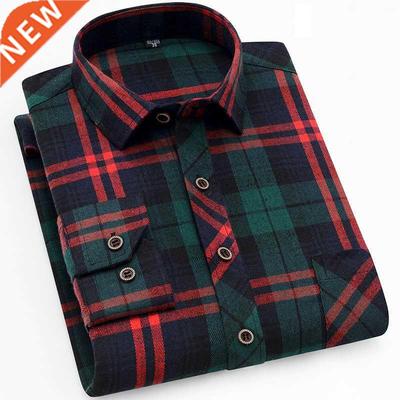 2022 Autumn New Casual Men's Flannel Plaid Shirt Brand Male