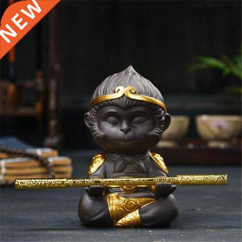 Chinese Purple Clay Kung Fu Tea Pets Monkey King Tea Tray