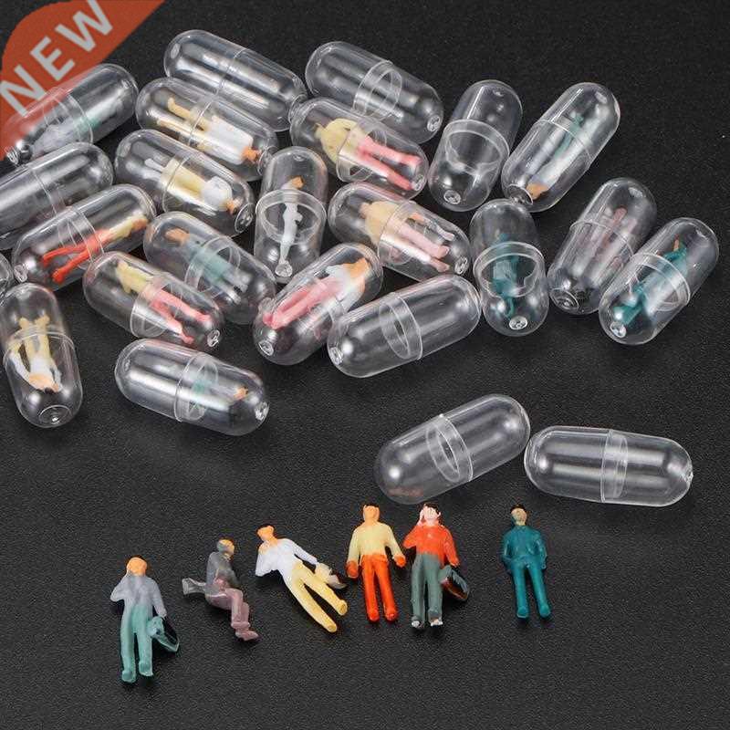 50Pcs Transparent Capsule Shell Plastic Pill Container Medi