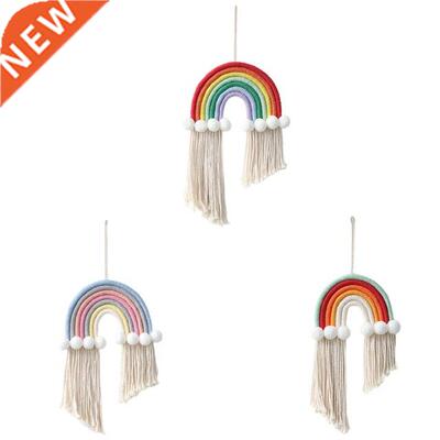 Nordic Style Handwoven Rainbow Wall Hanging Ornament Boho Fr