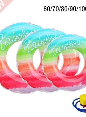 Inflatable Rainbow Swimming Ring Summer Beach Pool Float