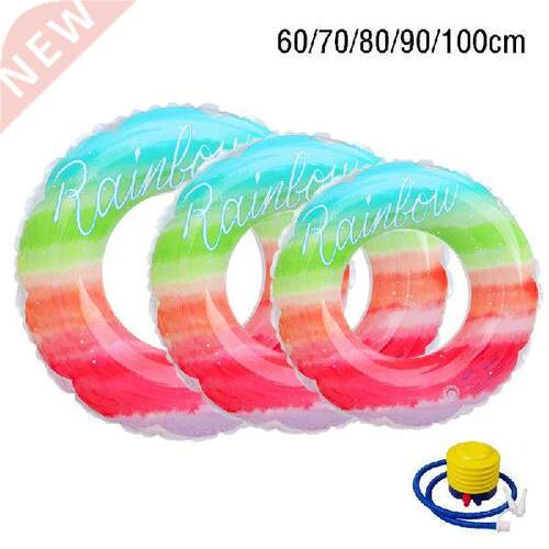 Inflatable Rainbow Swimming Ring Summer Beach Pool Float