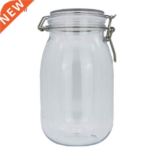 2 Sizes Plastic Oval Clip Top Storage Jar With Airtight
