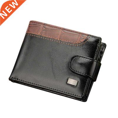 aellerry Patchwork Leather Men Wallets Short Male Purse Wit