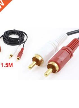 RCA Phono Plug Male to Male Cable Lead Connector Black 1.5M