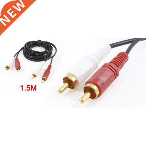 RCA Phono Plug Male to Male Cable Lead Connector Black 1.5M
