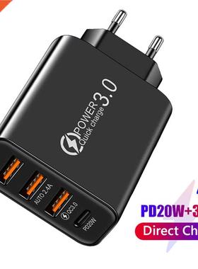 USB Charger PD20W Type C Fast Charging 3 USB Ports QC 3.0 Ph