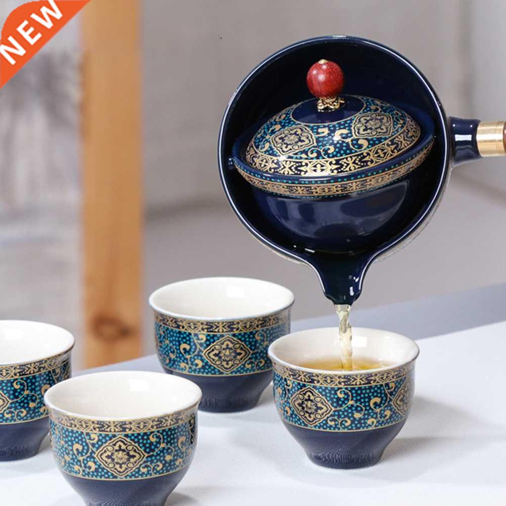 Portable Ceramic Teapot With Wooden Handle Side-handle Pot