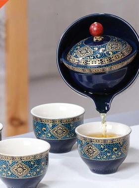 Portable Ceramic Teapot With Wooden Handle Side-handle Pot