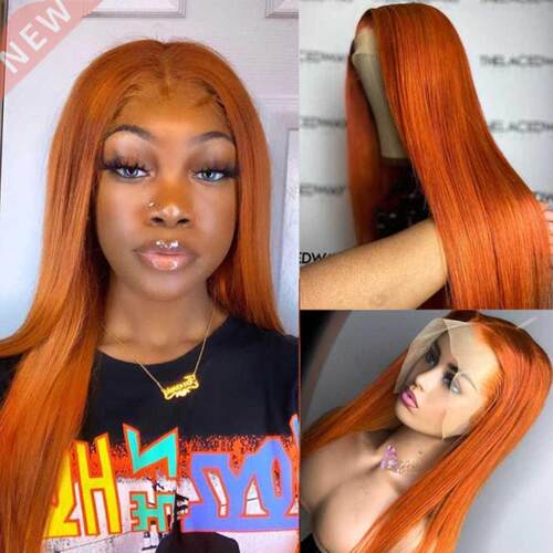 Orange Ginger Straight Lace Front Wig Tpart Pre Plucked Stra