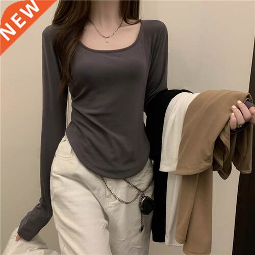 Autumn Long Sleeve T Shirt Women Winter woman Slim black