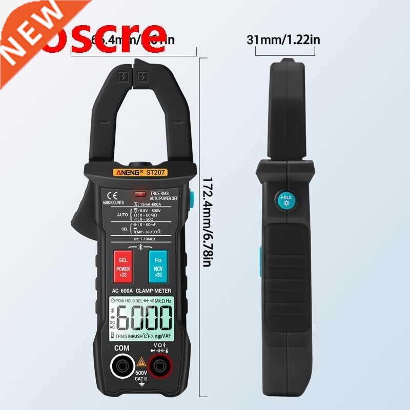 ST207 Bluetooth Digital Clamp Meter 6000 Counts DC/AC True R
