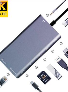 USBC to Rj45 Lan 4K HDMI VGA 2USB .0 SD Card Slot Reader 8