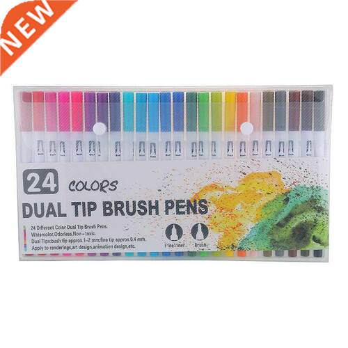 24 Colors Marker Liner Drawing Watercolor Marker Pens Twin H
