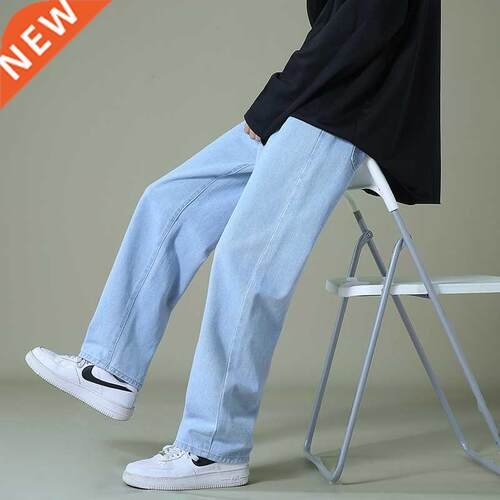 New Autumn Men Denim Wide-leg Pants Korean Style Straight Li
