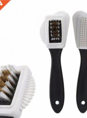 1Pc 3 Sides Shoe Brush Black Cleaning Brush For Suede Nubuck