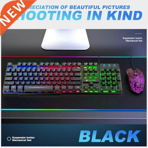 3pcs/Set Rainbow Backlight Keyboard 2400DPI T13 Adjustable M