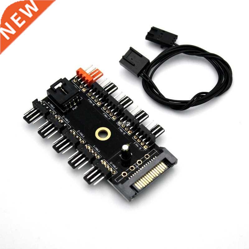 Black 1 to 10 PC Cooler Cooling Fan Hub Splitter Cable Pwm