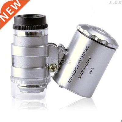 Portable Mini 60X Microscope LED Jewellery Loupe UV Currency