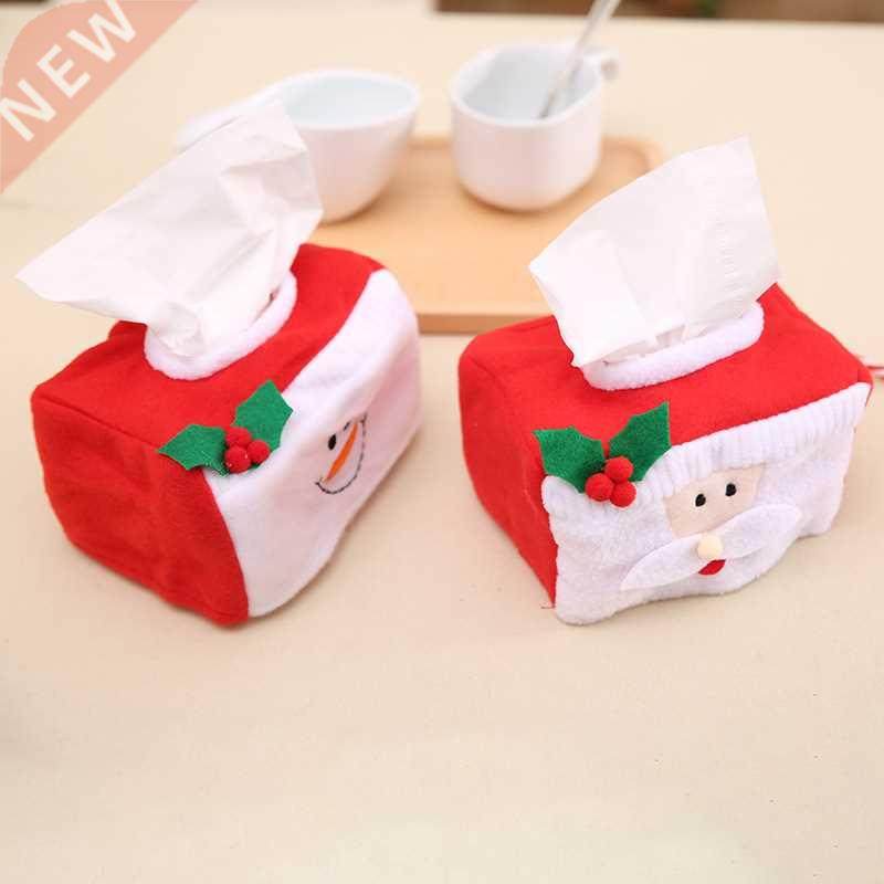 Merry Christmas Santa Claus Snowman Tissue Box Cover Table