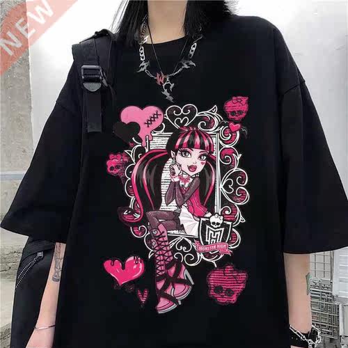 2021 Harajuku cartoon gothic print short sleeve Retro T-shir