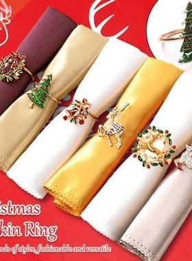 Christmas Stainless Steel Napkin Ring Xmas Portable Paper Ti