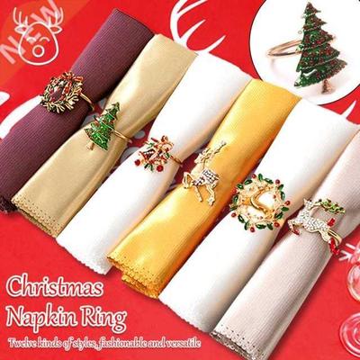 Christmas Stainless Steel Napkin Ring Xmas Portable Paper Ti