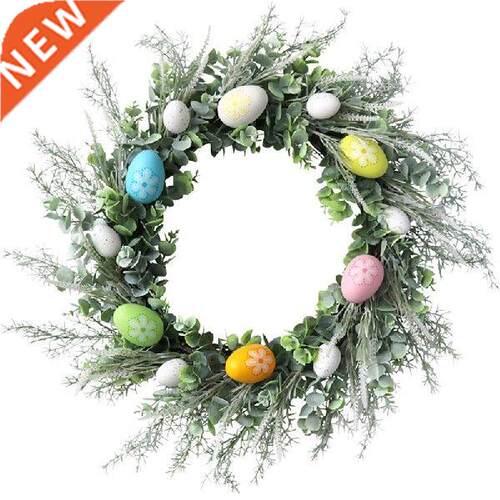 Easter Wreath with Easter Eggs for Front Door Wall Garden