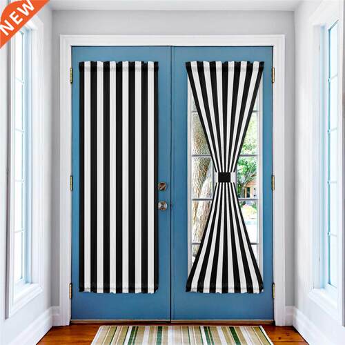 Simple Black And White Stripes Window Curtain for Living