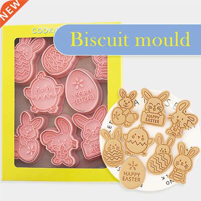 8Pcs/set Easter Plastic Cookie Cutters 3D Cartoon Pressable