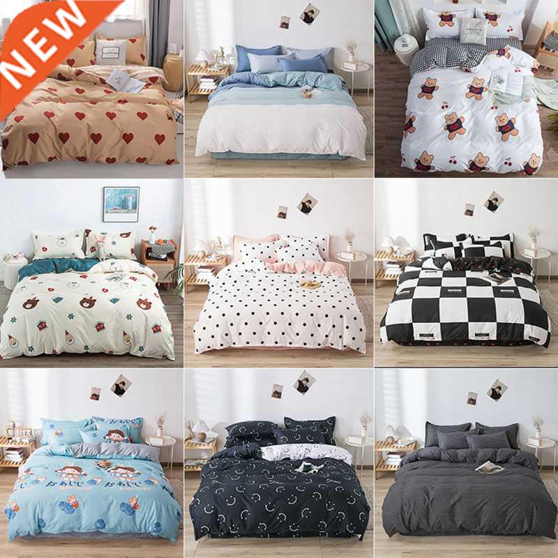 Fashon Prnt Washed Cotton Beddng Set Queen Comfortable Be