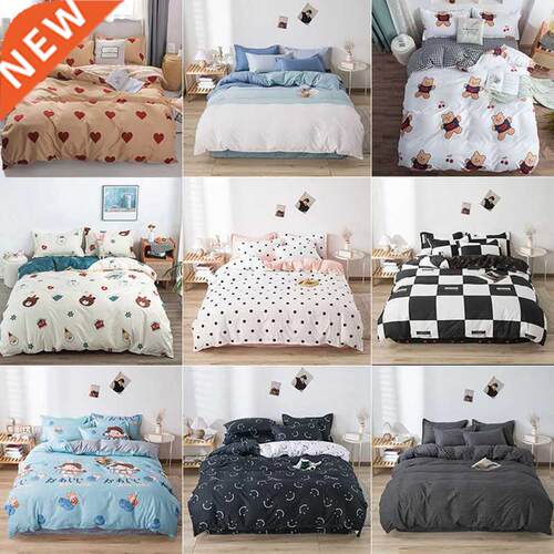 Fashon Prnt Washed Cotton Beddng Set Queen Comfortable Be