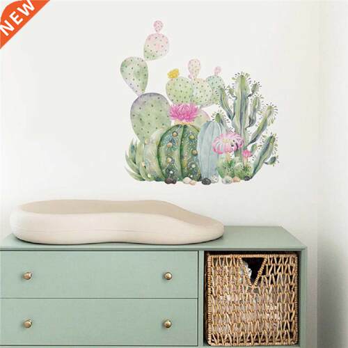 Cactus Wall Decals Watercolor Green Plants Flowers Vinyl