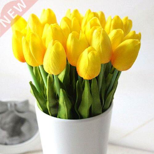 21pcs/lot Real Silk Tulip Flowers PU Fake Artificial Flower