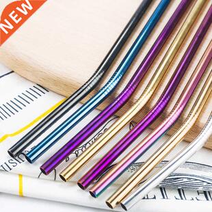 Metal Reusable 04 Stainless Steel Straws Straight Bent Drin