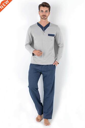 2 Pieces Sleepwear Set for Men - Nightgowns Pyjamas Sleepshi