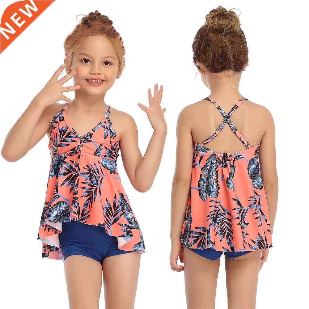 2022 Girls Floral swisuit two-pieces swiwear kids sleevele