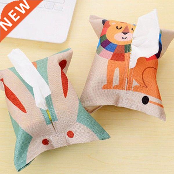 1 PC Cartoon Animals Cotton Linen Tissue Box Towel Napkin