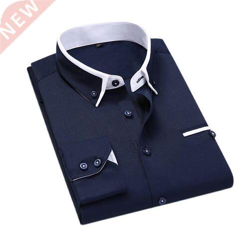 7XL Spring Autumn business dress Shirt Men Cotton Male Casua