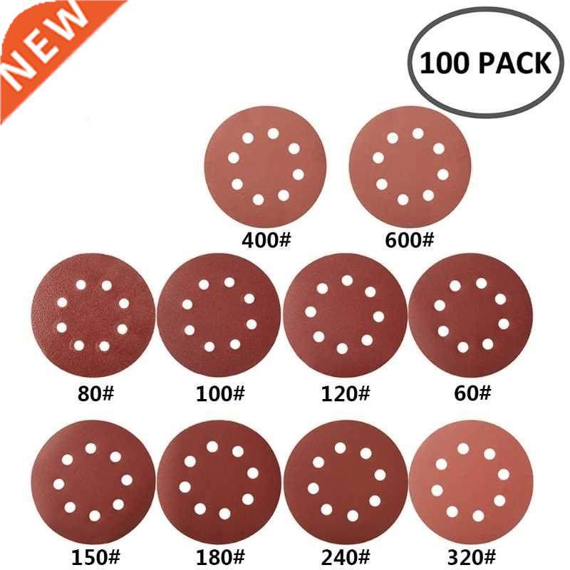 100pcs/set 125mm Sandpaper Round Sanding Discs Hook Loop San